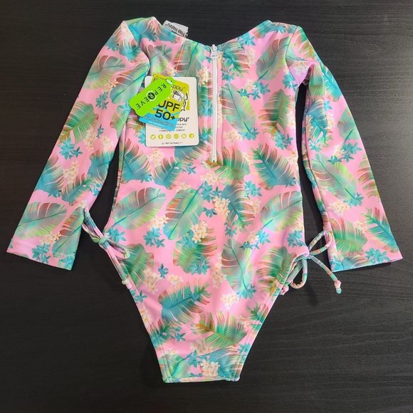 Flap Happy Girls Swimsuit Long Sleeve UPF 50 Charlie Rash Guard Pink SZ 4 NWT - Picture 4 of 8